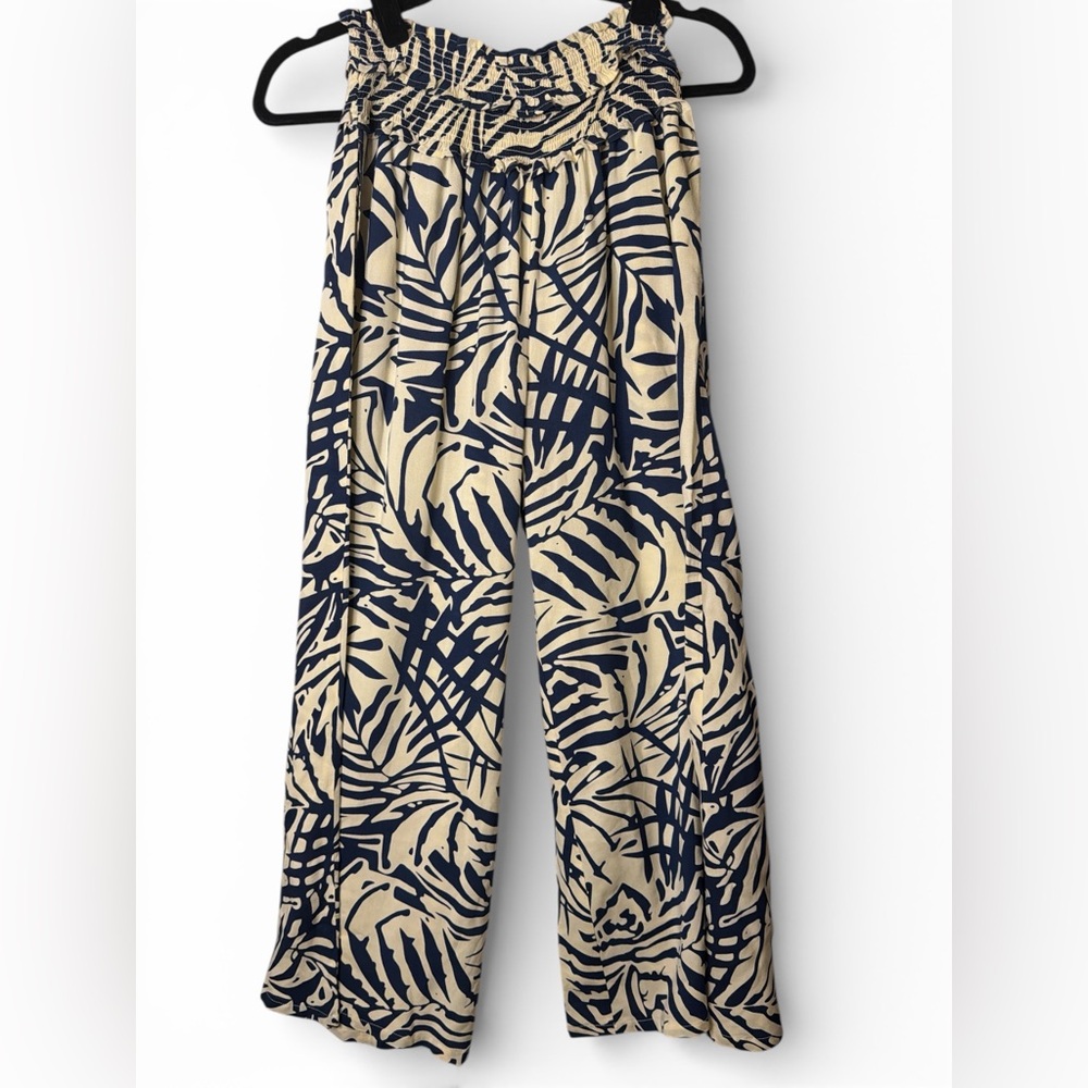 Patrons of Peace Resort Wide Leg Pants | Tropical Beach Print